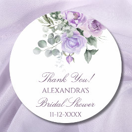 Lavender Floral Peony Brautparty Vielen Dank Runder Aufkleber
