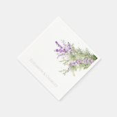 Lavender Floral Personalisiert Wedding Cocktail Serviette (Ecke)