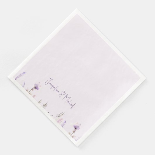 Lavender Floral Personalisiert Wedding Serviette (Ecke)