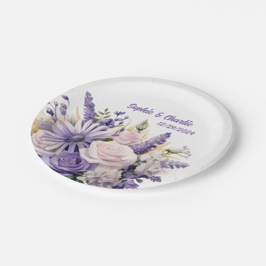 Lavender Floral Personalisiert Wedding Teller (Schrägansicht)