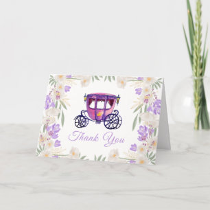 Lavender Floral Princess Carriage Baby Dusche Dankeskarte