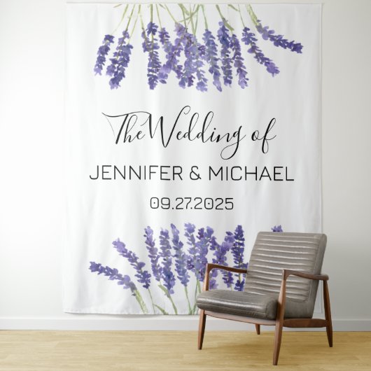 Lavender Floral Purple Flowers Wedding Wandteppich (Beispiel)