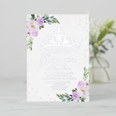 Lavender Floral Quinceanera Folieneinladung (Stehend vorne)