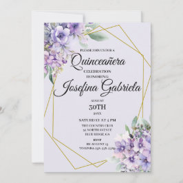 Lavender floral Quinceañera Invitation Einladung