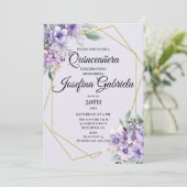 Lavender floral Quinceañera Invitation Einladung (Stehend Vorderseite)