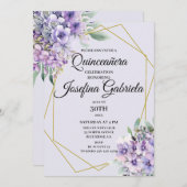 Lavender floral Quinceañera Invitation Einladung (Vorne/Hinten)