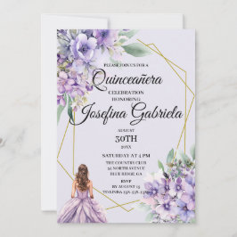 Lavender floral Quinceañera Invitation Einladung