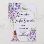 Lavender floral Quinceañera Invitation Einladung (Vorne/Hinten)