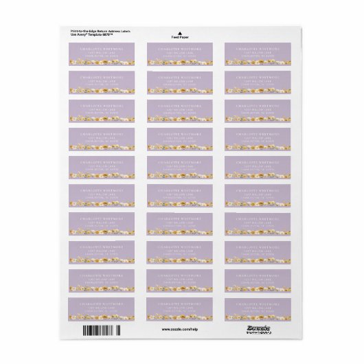 Lavender Floral Return Address Label (Vorne)