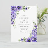 Lavender Floral Romance Wedding Einladung (Stehend Vorderseite)