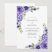 Lavender Floral Romance Wedding Einladung (Vorne/Hinten)