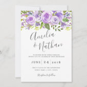 Lavender Floral Rose Hochzeit Einladung (Vorderseite)
