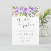 Lavender Floral Rose Hochzeit Einladung (Stehend Vorderseite)