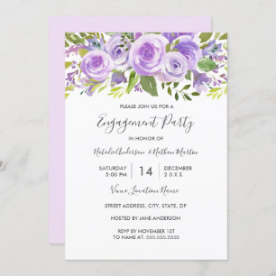 Lavender Floral Rose Wedding Party Einladung