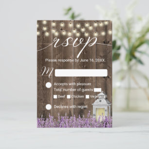 Lavender Floral Rustic Lantern Barn Wedding RSVP