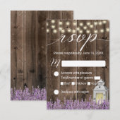 Lavender Floral Rustic Lantern Barn Wedding RSVP Karte (Vorne/Hinten)