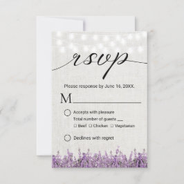 Lavender Floral Rustic Linen Wedding RSVP