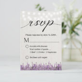 Lavender Floral Rustic Linen Wedding RSVP (Stehend Vorderseite)
