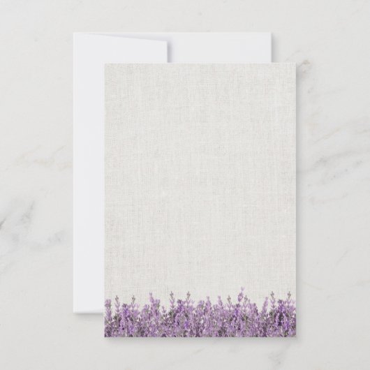Lavender Floral Rustic Linen Wedding RSVP (Rückseite)