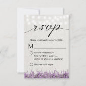 Lavender Floral Rustic Linen Wedding RSVP Karte (Vorderseite)