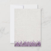 Lavender Floral Rustic Linen Wedding RSVP Karte (Rückseite)
