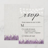 Lavender Floral Rustic Linen Wedding RSVP Karte (Vorne/Hinten)