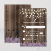 Lavender Floral Rustic String Lights Wedding RSVP Karte (Vorne/Hinten)