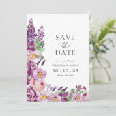 Lavender Floral Save The Date (Stehend Vorderseite)
