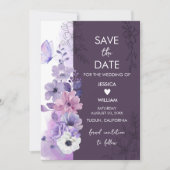 Lavender Floral Save the Date Card (Vorderseite)