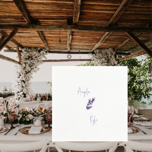 Lavender Floral Script Namen Wedding Cocktail Serviette