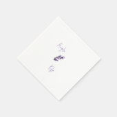 Lavender Floral Script Namen Wedding Cocktail Serviette (Ecke)