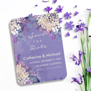 Lavender Floral Spring Wedding Save the Date Magnet
