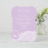 Lavender Floral Swirl Bracket Wedites Einladung (Stehend Vorderseite)