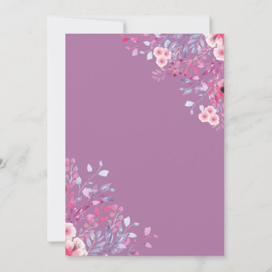 Lavender Floral Taufe Christening Einladung (Rückseite)