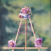 Lavender Floral Tea Cup Baby Dusche Willkommen Acrylschild (Neutral)