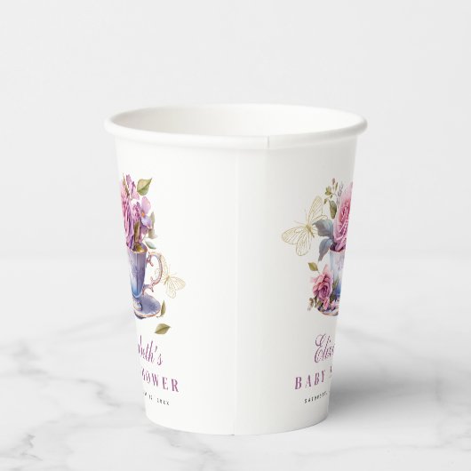 Lavender Floral Tea Cup Baby Shower Paper Cups Pappbecher (Rechts)