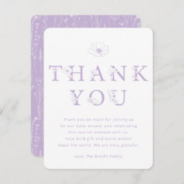 Lavender Floral Thank You Card | Baby Shower Dankeskarte
