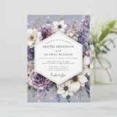 Lavender Floral Twilight Wedding Einladung (Stehend Vorderseite)