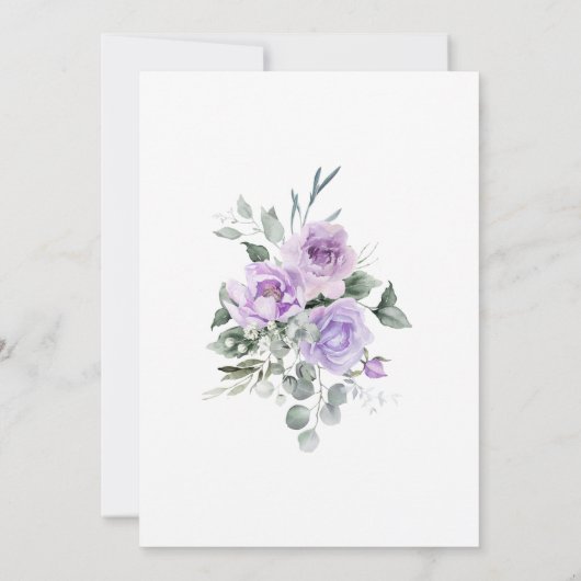 Lavender Floral Wasserfarbe Peony Baby Dusche Einladung (Rückseite)