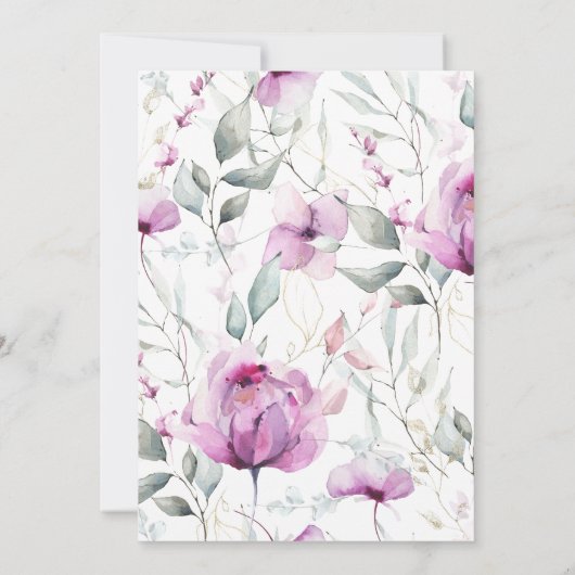 Lavender Floral Wasserfarbenbibel Christliche Hoch Einladung (Rückseite)