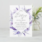 Lavender Floral Watercolor Botanical Boho Wedding Einladung (Stehend Vorderseite)