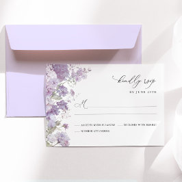 Lavender Floral Watercolor Elegant Wedding RSVP Karte