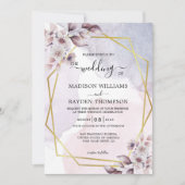 Lavender Floral Watercolor Goldene Hochzeit Einladung (Vorderseite)