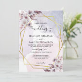 Lavender Floral Watercolor Goldene Hochzeit Einladung (Stehend Vorderseite)
