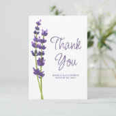 Lavender Floral Watercolor Wedding Dankeskarte (Stehend Vorderseite)