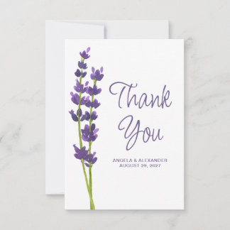 Lavender Floral Watercolor Wedding Dankeskarte