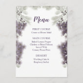 Lavender Floral Watercolor Wedding Menu Menükarte (Vorderseite)