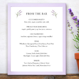 Lavender Floral Wedding Bar Sign Poster