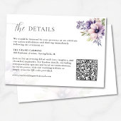Lavender Floral Wedding Details Card QR Code Begleitkarte