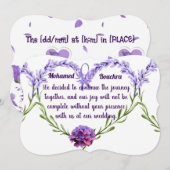 Lavender Floral Wedding Einladung - Elegantes Herz (Vorne/Hinten)